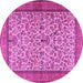 Round Machine Washable Persian Pink Traditional Rug, wshtr2634pnk