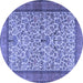 Round Machine Washable Persian Blue Traditional Rug, wshtr2634blu