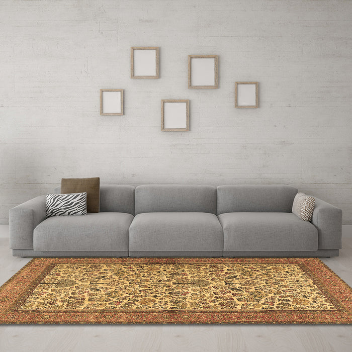 Machine Washable Persian Brown Traditional Rug in a Living Room,, wshtr2634brn