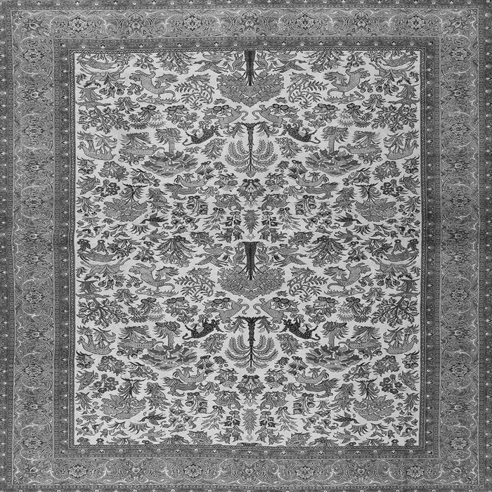 Round Machine Washable Persian Gray Traditional Rug, wshtr2634gry