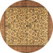 Round Machine Washable Persian Brown Traditional Rug, wshtr2634brn