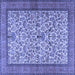 Square Machine Washable Persian Blue Traditional Rug, wshtr2634blu