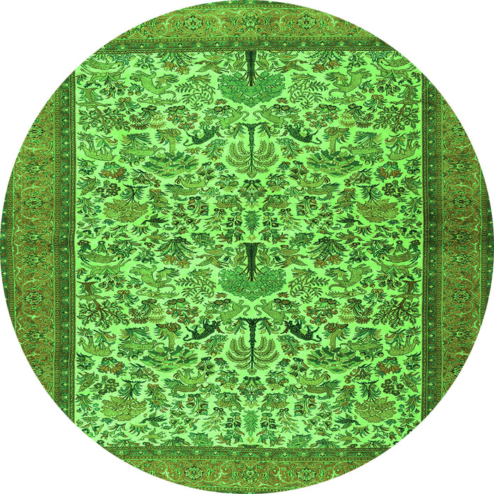 Square Persian Green Traditional Rug, tr2634grn