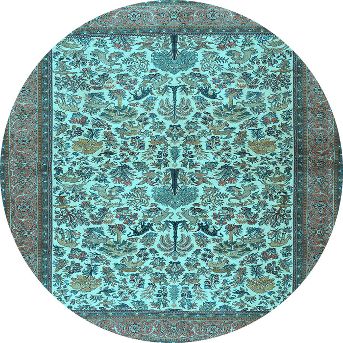 Round Persian Light Blue Traditional Rug, tr2634lblu