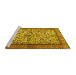 Sideview of Machine Washable Persian Yellow Traditional Rug, wshtr2634yw