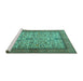 Sideview of Machine Washable Persian Turquoise Traditional Area Rugs, wshtr2634turq