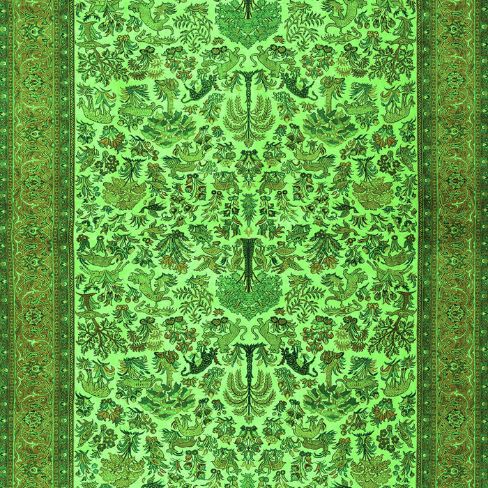 Serging Thickness of Machine Washable Persian Green Traditional Area Rugs, wshtr2634grn