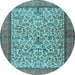 Round Machine Washable Persian Light Blue Traditional Rug, wshtr2634lblu