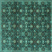 Square Persian Turquoise Traditional Rug, tr2635turq