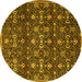 Round Machine Washable Persian Yellow Traditional Rug, wshtr2635yw