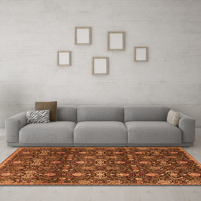 Machine Washable Persian Orange Traditional Area Rugs in a Living Room, wshtr2635org