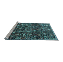 Sideview of Machine Washable Persian Light Blue Traditional Rug, wshtr2635lblu
