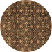 Round Machine Washable Persian Brown Traditional Rug, wshtr2635brn