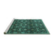 Sideview of Machine Washable Persian Turquoise Traditional Area Rugs, wshtr2635turq