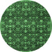 Round Persian Emerald Green Traditional Rug, tr2635emgrn