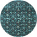 Round Machine Washable Persian Light Blue Traditional Rug, wshtr2635lblu