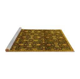 Sideview of Machine Washable Persian Yellow Traditional Rug, wshtr2635yw