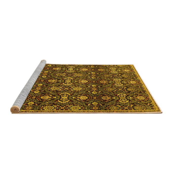 Sideview of Machine Washable Persian Yellow Traditional Rug, wshtr2635yw