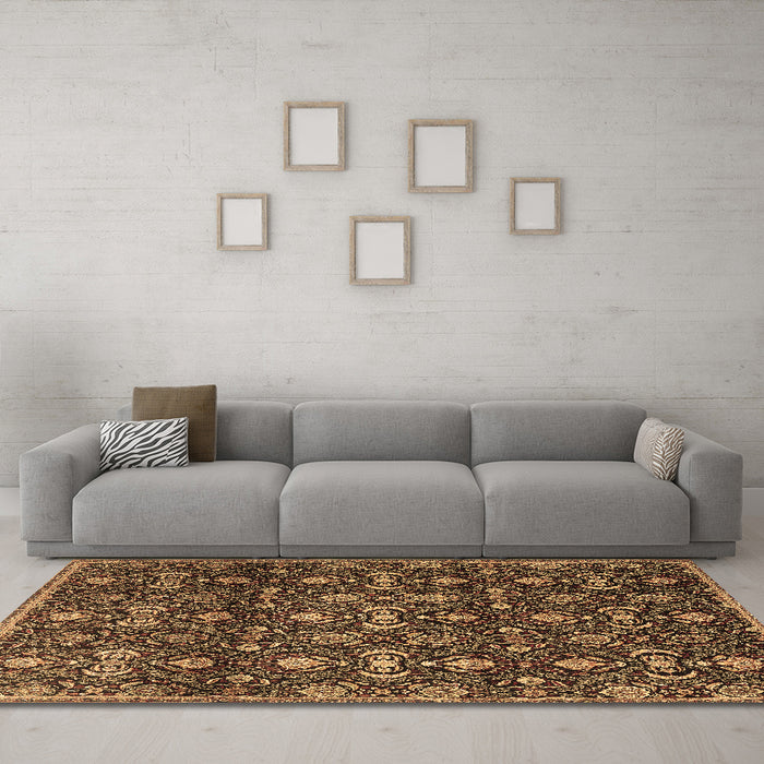 Machine Washable Persian Brown Traditional Rug in a Living Room,, wshtr2635brn