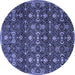 Round Machine Washable Persian Blue Traditional Rug, wshtr2635blu