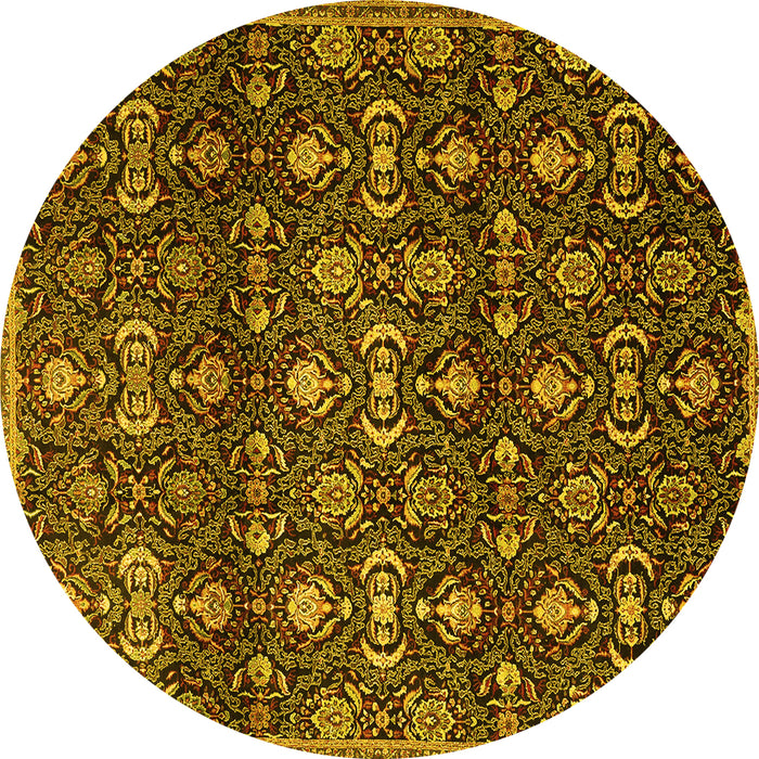 Round Persian Yellow Traditional Rug, tr2635yw