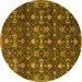 Round Persian Yellow Traditional Rug, tr2635yw