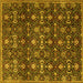 Square Machine Washable Persian Yellow Traditional Rug, wshtr2635yw