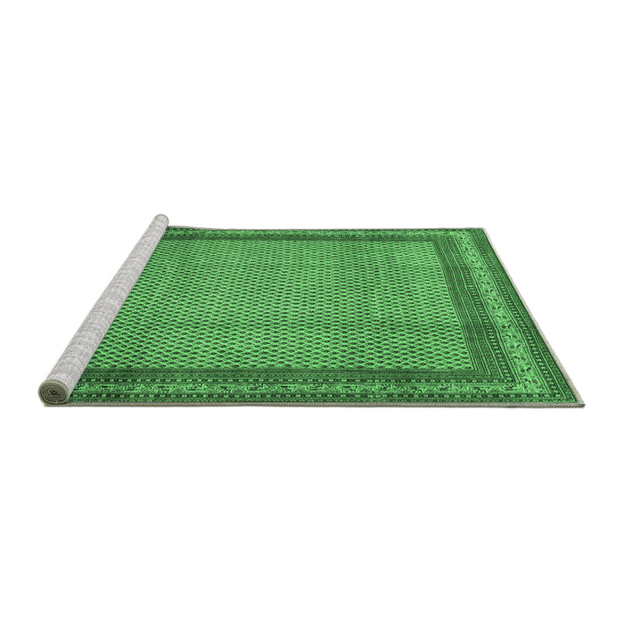 Sideview of Machine Washable Persian Emerald Green Traditional Area Rugs, wshtr2636emgrn