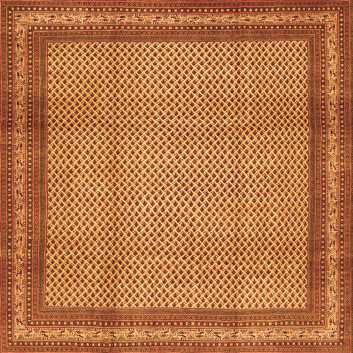 Round Machine Washable Persian Orange Traditional Area Rugs, wshtr2636org