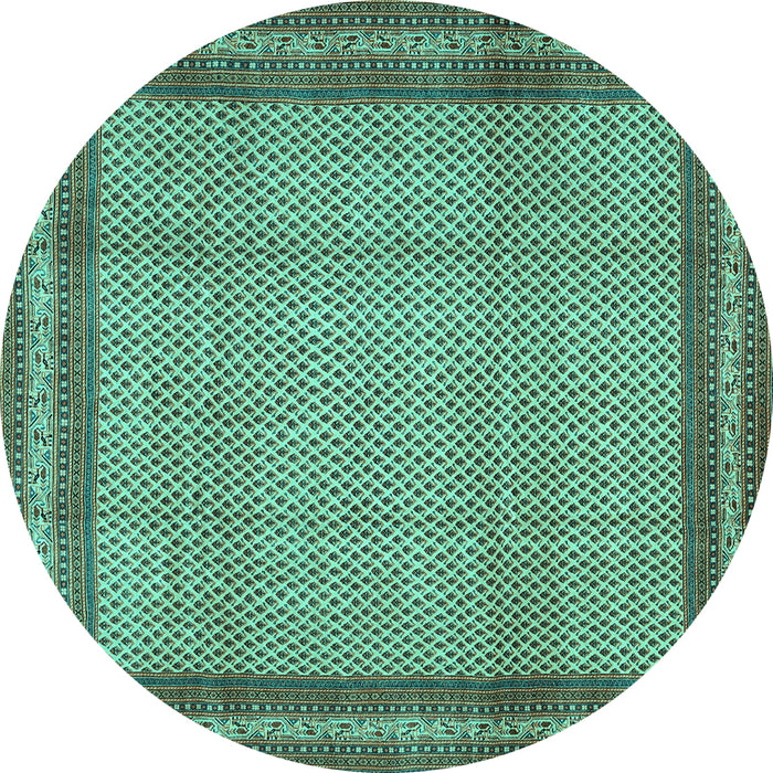 Round Persian Turquoise Traditional Rug, tr2636turq