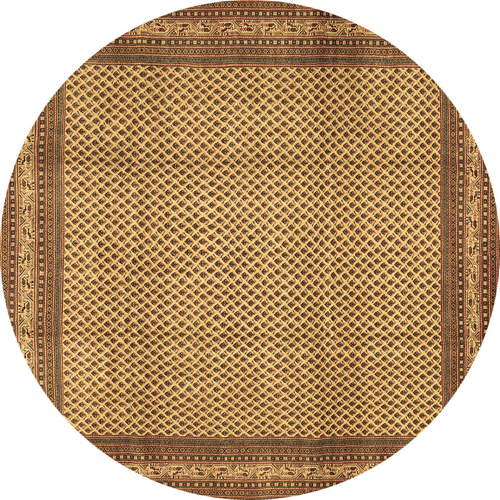 Round Persian Brown Traditional Rug, tr2636brn