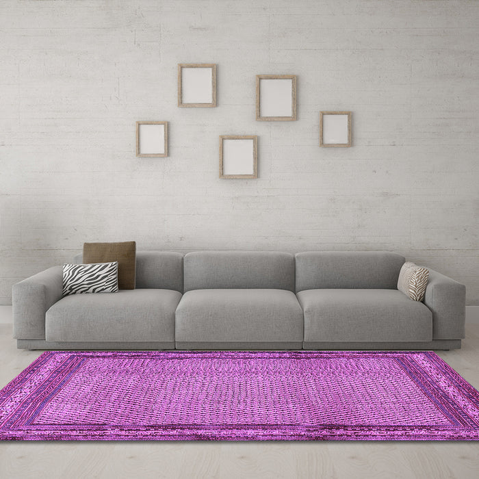 Machine Washable Persian Purple Traditional Area Rugs in a Living Room, wshtr2636pur