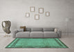 Machine Washable Persian Turquoise Traditional Area Rugs in a Living Room,, wshtr2636turq