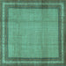 Square Persian Turquoise Traditional Rug, tr2636turq