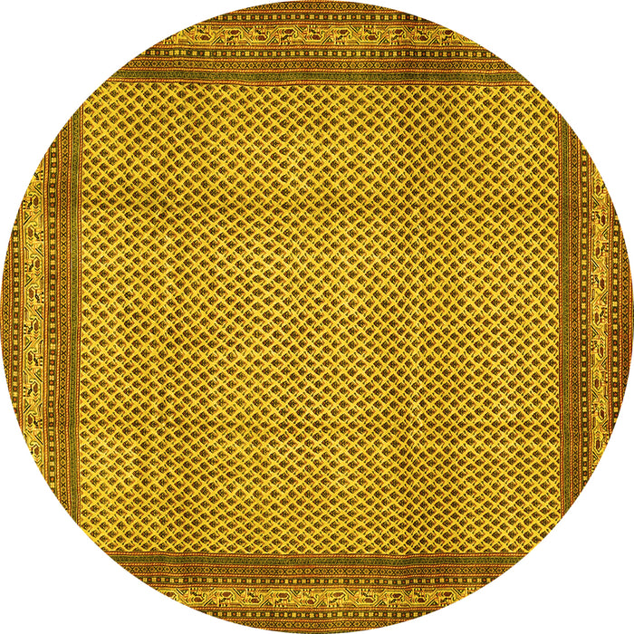 Round Persian Yellow Traditional Rug, tr2636yw