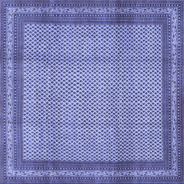 Square Machine Washable Persian Blue Traditional Rug, wshtr2636blu
