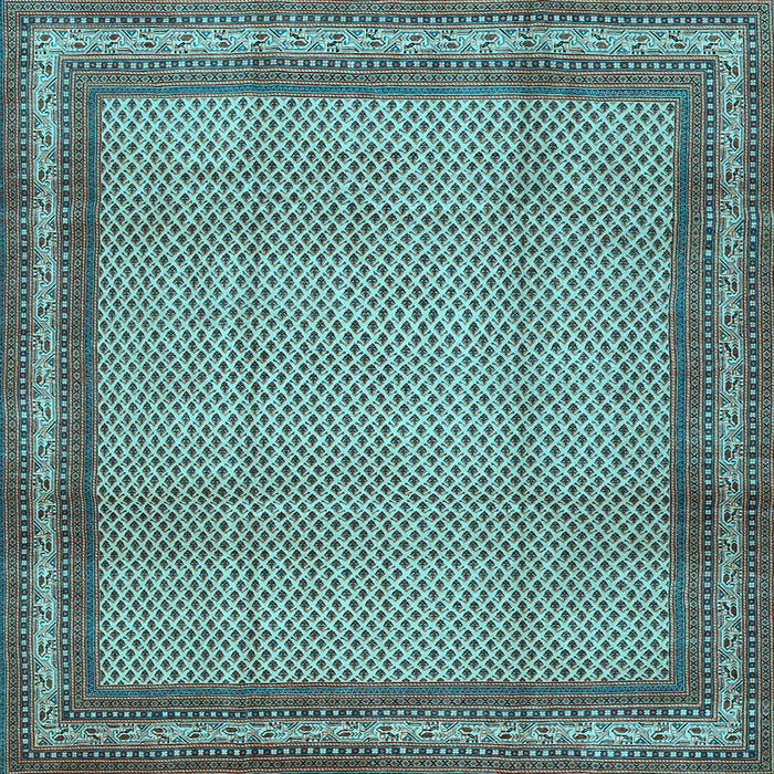 Square Machine Washable Persian Light Blue Traditional Rug, wshtr2636lblu