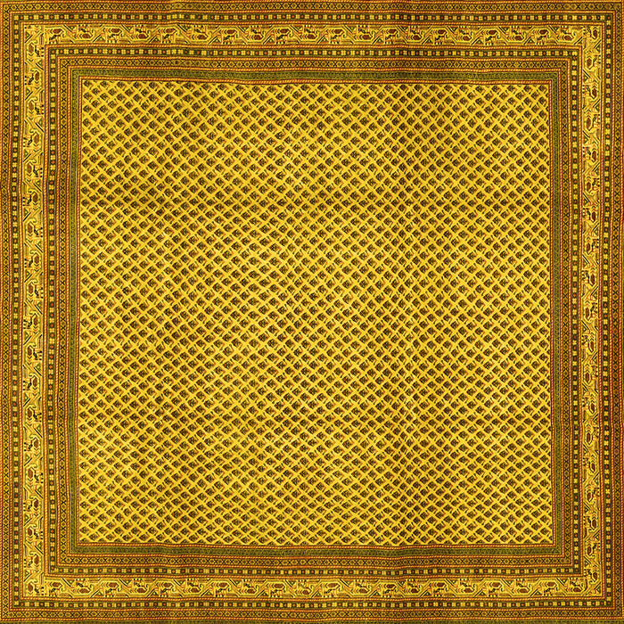 Square Machine Washable Persian Yellow Traditional Rug, wshtr2636yw
