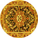 Round Persian Yellow Traditional Rug, tr2637yw