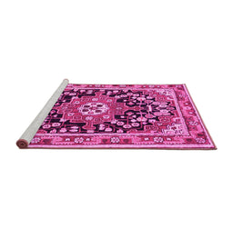 Sideview of Machine Washable Persian Pink Traditional Rug, wshtr2637pnk