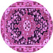 Round Machine Washable Persian Purple Traditional Area Rugs, wshtr2637pur