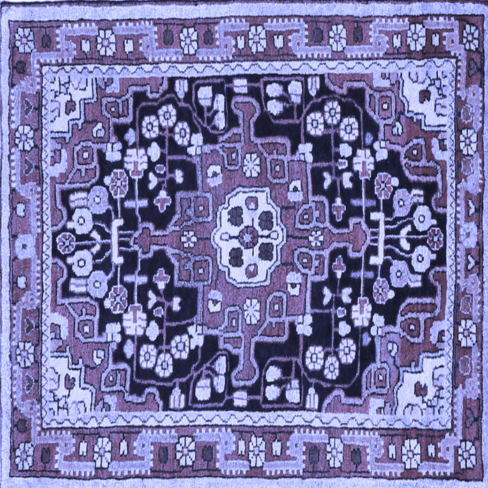 Square Machine Washable Persian Blue Traditional Rug, wshtr2637blu