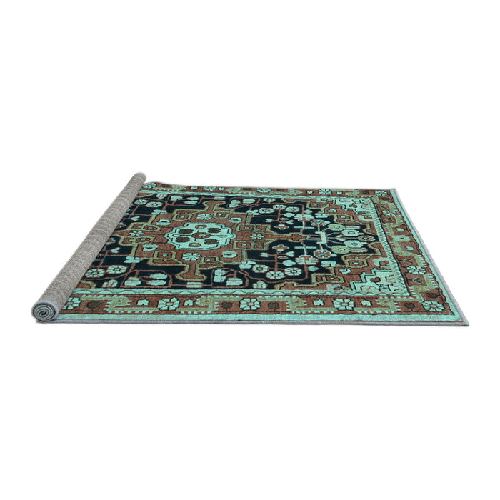 Sideview of Machine Washable Persian Light Blue Traditional Rug, wshtr2637lblu