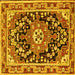 Square Machine Washable Persian Yellow Traditional Rug, wshtr2637yw