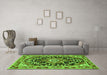 Machine Washable Persian Green Traditional Area Rugs in a Living Room,, wshtr2637grn