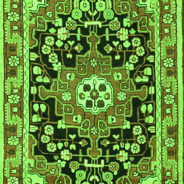 Serging Thickness of Machine Washable Persian Green Traditional Area Rugs, wshtr2637grn