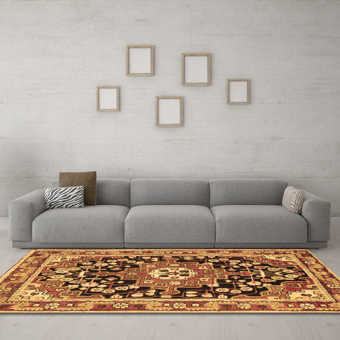 Machine Washable Persian Brown Traditional Rug in a Living Room,, wshtr2637brn