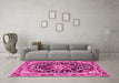 Machine Washable Persian Pink Traditional Rug in a Living Room, wshtr2637pnk