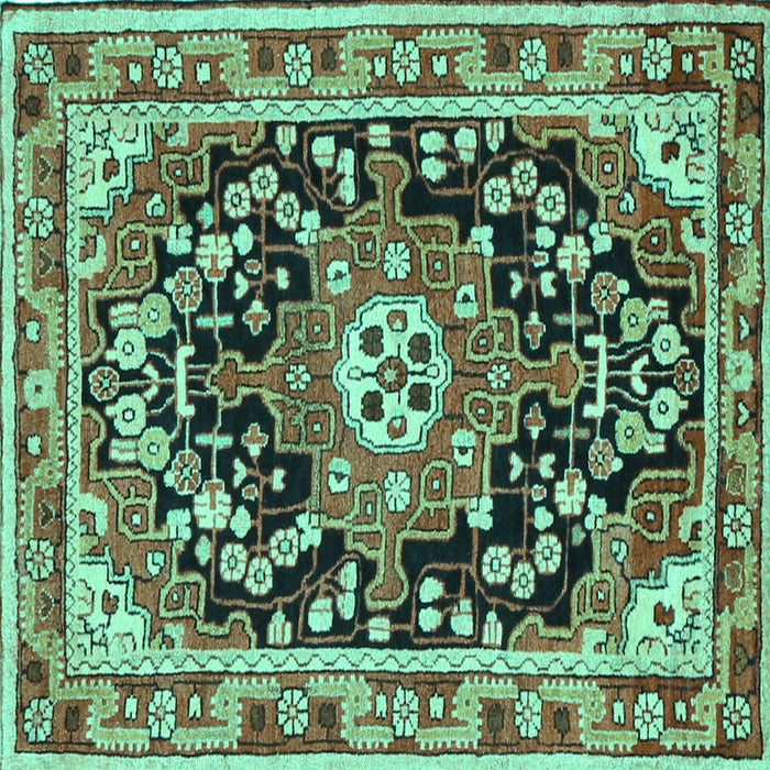 Square Persian Turquoise Traditional Rug, tr2637turq
