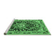 Sideview of Machine Washable Persian Emerald Green Traditional Area Rugs, wshtr2637emgrn